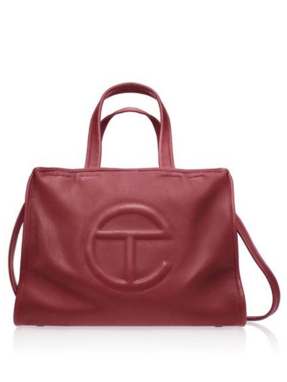 Telfar Burgundy Embossed Logo Leather Tote